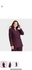 A New Day Women's Double Breasted Blazer In Burgundy Size Large. Nwt