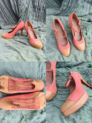 Tamaris Damen Pumps Kunstleder Stiletto High Heel Knöchelriemen Rosa/Beige 39