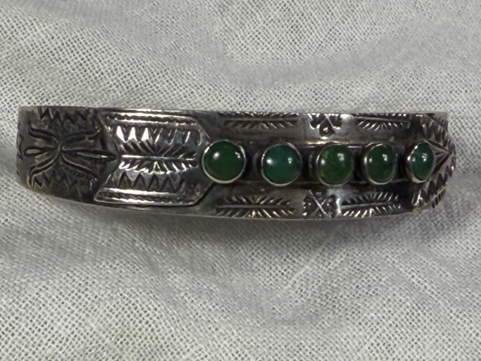 Native American Silver Turquoise Cuff Bracelet Fr… - image 1