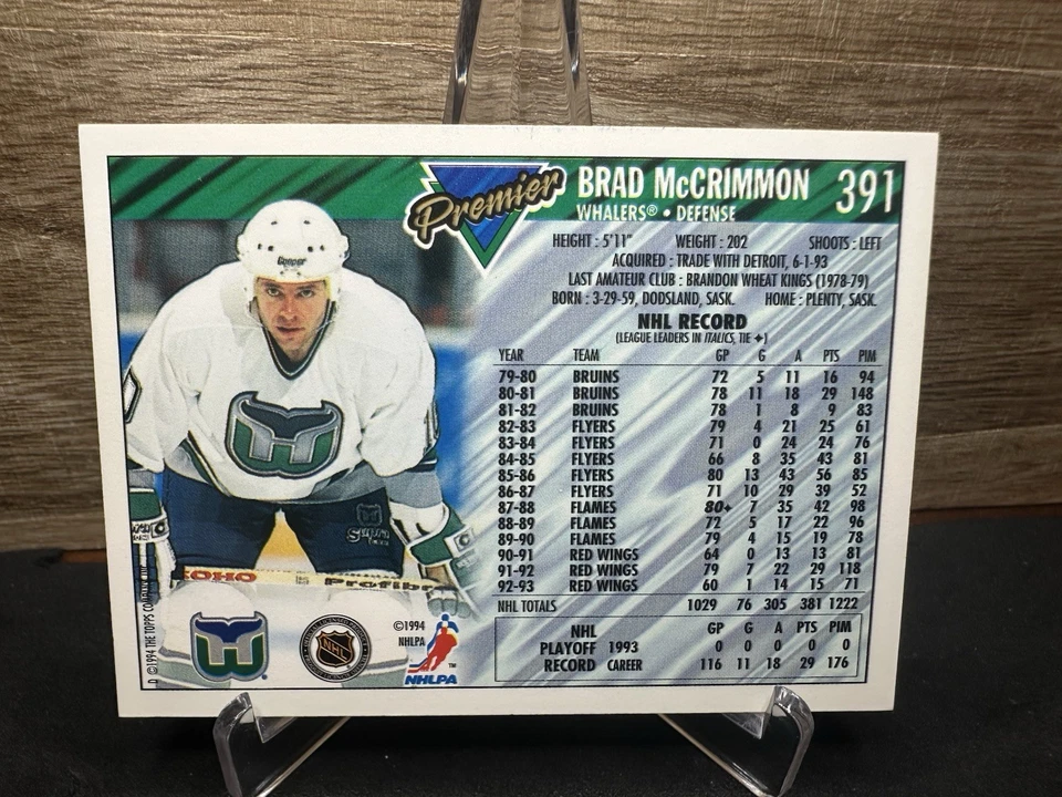 1993-94 Topps Premier Hockey GOLD #391 Brad McCrimmon In-Person ON-CARD AUTO - Image 2 of 2