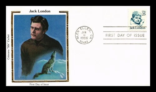US COVER JACK LONDON GREAT AMERICANS FIRST DAY ISSUE COLORANO SILK CACHET