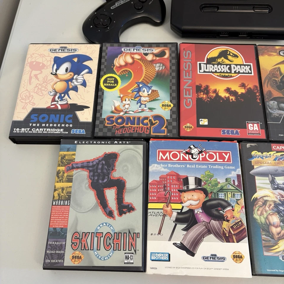 SEGA Genesis Model 2 II Console w/ 1 Controller & 9 Games - Tested - Image 2 of 4