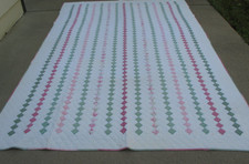 Quilted Patchwork Diamond Pattern Quilt Hand Pieced Sewn 1995 Sz 96.5" x 65.5"