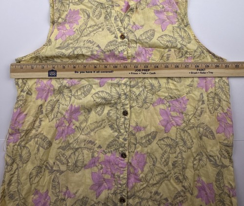 Margaritaville Linen Blend Button Dress Yellow Pink Floral Size Large - Picture 3 of 6