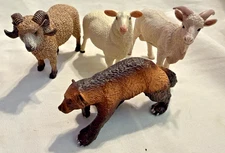 Lot of 4 Safari Ltd Animals - Wolverine Billy Goat Ram Sheep - Nice Lot