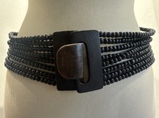 Wood Bead Stretch Belt Multi Strand Handmade Bohemian Natural Materials