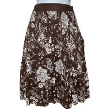 Vintage Esprit Womens Brown Floral Sequin Midi Skirt Sz 4 Bold Boho Gypsy Flowy