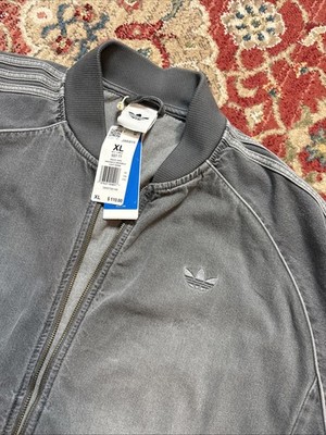 Adidas Track Top Light Denim Bomber Jacket Washed Grey Size XL Brand New Rare