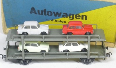 H0 Autotransportwagen m. 4 Trabis Dahmer DDR 5260/510/1 TOP OVP