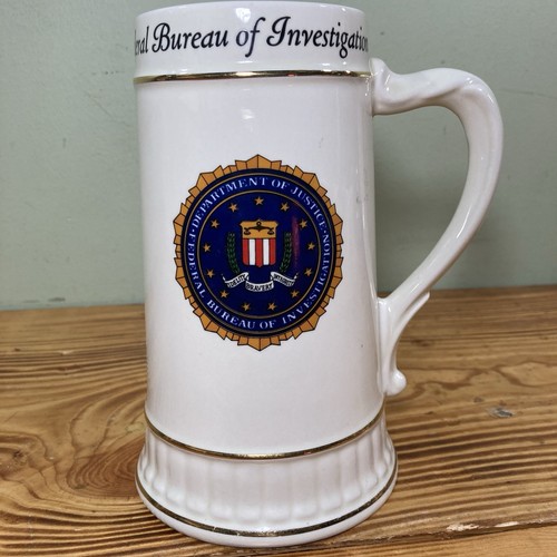 FBI Federal Bureau Of Investigation DOJ Seal Beer Stein Mug 7.5” Tall Nassau