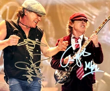 AC/DC Signed: Angus Young & Brian Johnson 8x10" Authentic Autographs w/COA