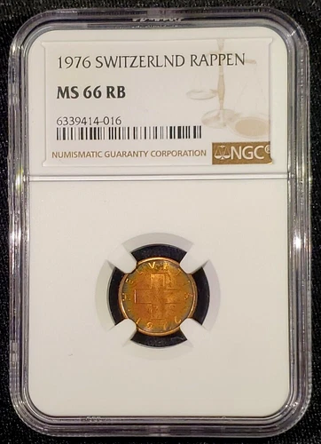 1976 SWITZERLAND RAPPEN Wheat Spike NGC MS 66 RB