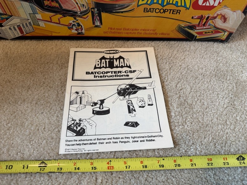 Vintage Remco CSF battery operated Batman Batcopter Instruction sheet part piece