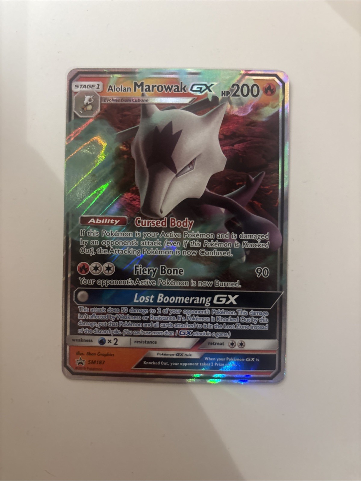 Pokemon TCG- 2019 Alolan Marowak GX Black Star Promo Card SM187 MP