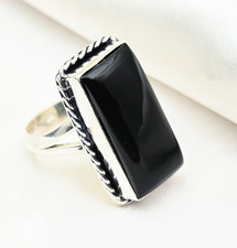 Wonderful Black Onyx Gemstone Handmade 925 Sterling Silver Ring Jewelry For Her