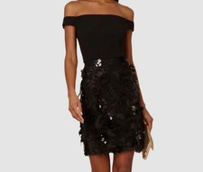 Adrianna by Adrianna Papell Women's Black Sequin Floral Cocktail Dress SZ 8