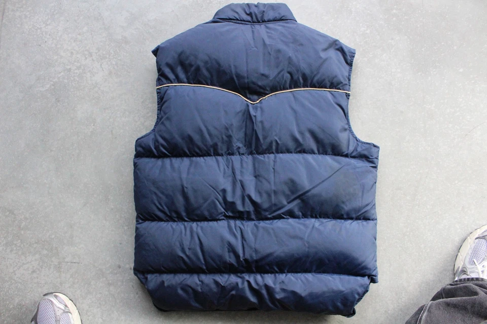 Vintage 1970s COMFY Down Insulated Puffer Vest BLUE Size Large USA - Image 4 of 4