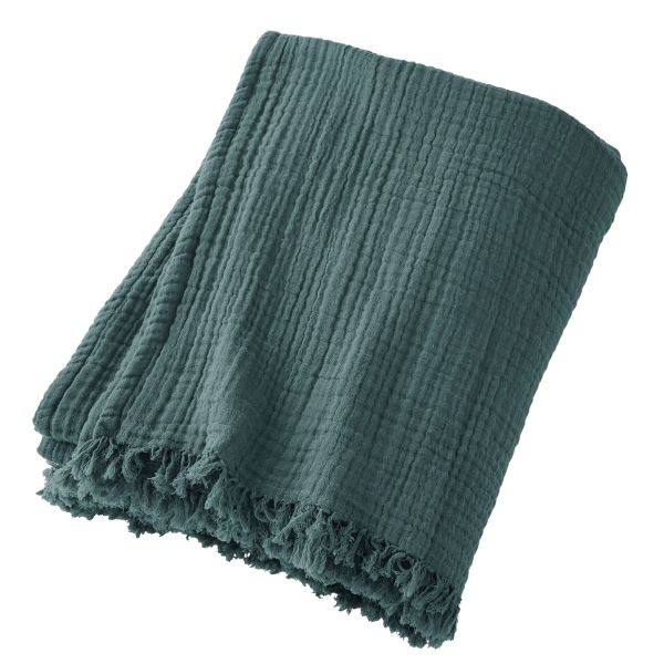 Plaid en gaze de coton canard 180x220 cm pour cocooning sur le canapé