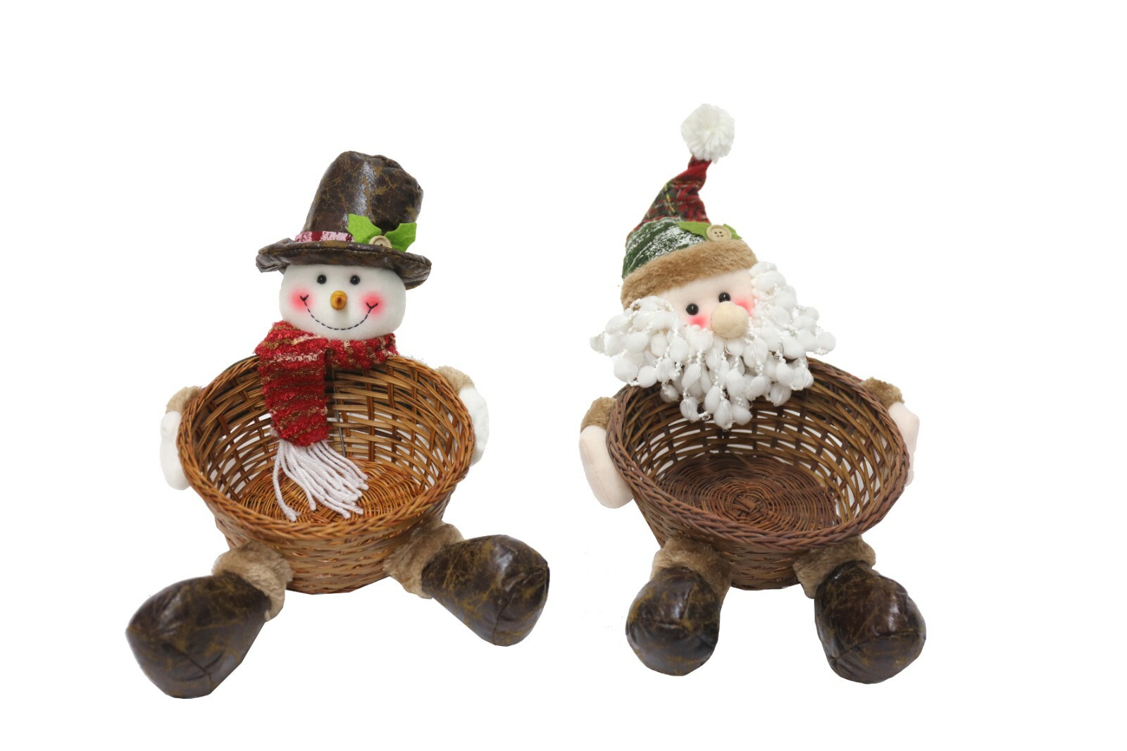 JINGLES SANTA/SNOWMAN W/BASKET 46X34X40CM ASSTD CHRISTMAS DECORATION