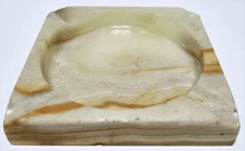 Vintage Ashtray Hand Carved Natural Marble Stone 