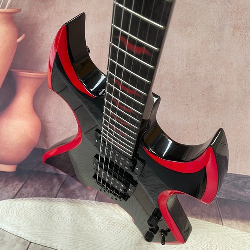Black BC RIch Electric Guitar Custom Body RED binding HH Fast Free Ship - Picture 11 of 15