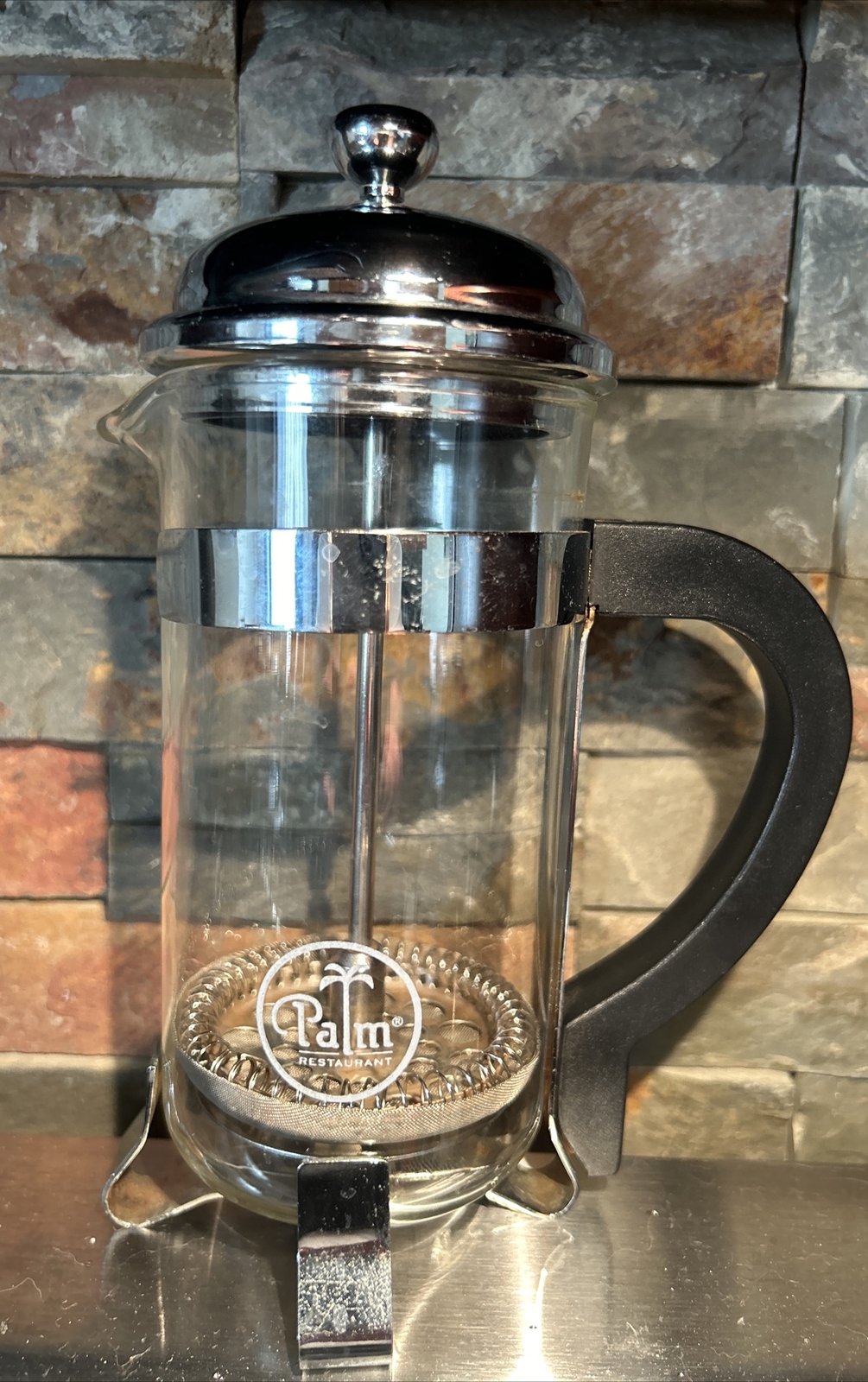 Vintage French Press Coffee Chrome Glass Mid Century Modern MCM Palm Restaurant