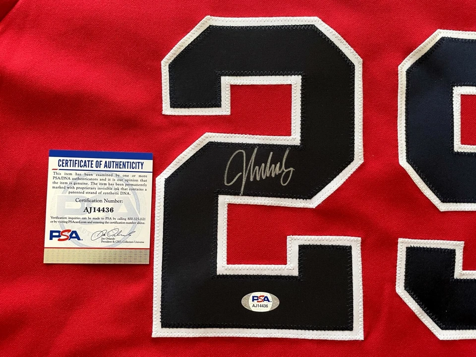 John Smoltz autographed signed autograph auto Braves Majestic red jersey PSA/DNA - Image 2 of 3