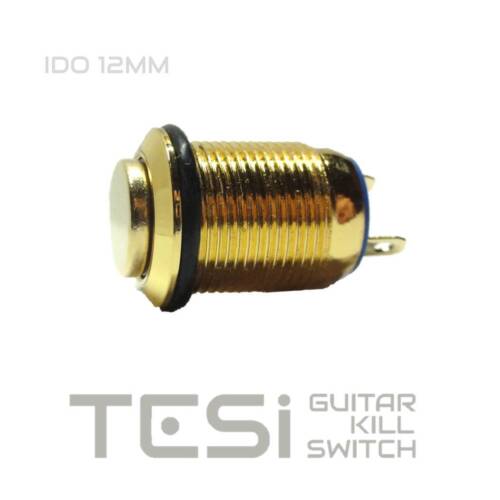 Tesi IDO/L 12 MM Gold Metall Verriegelung Druckknopf Kill Schalter für Gitarre oder Bass - Bild 2 von 3