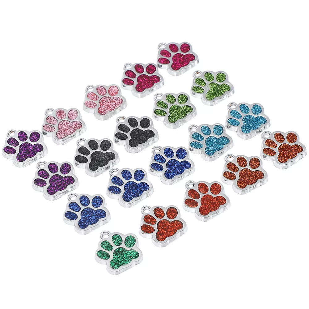 80 Pcs Dog Paw Bead Key Chain Bulk Necklaces Jewelry Bracelets Paw Print  Charms