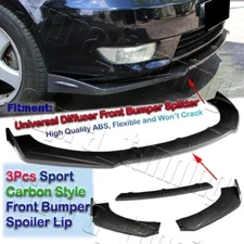 Carbon Look Front Bumper Protector Body Kit Splitter Spoiler Lip 3PCS Universal