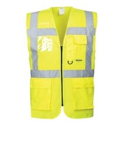 HI VIS EXECUTIVE VEST YELLOW ORANGE ID POCKET ZIPPED HI VIS