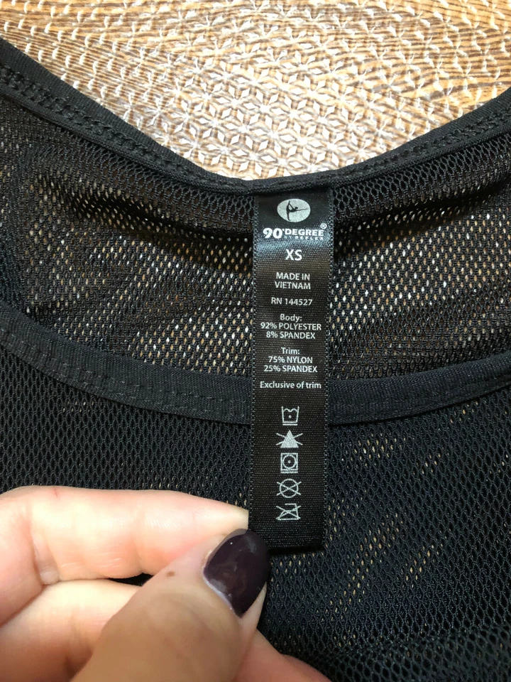Top corto 90’Degree by Reflex para mujer negro elástico Active Wear talla XS Foto 4 de 4