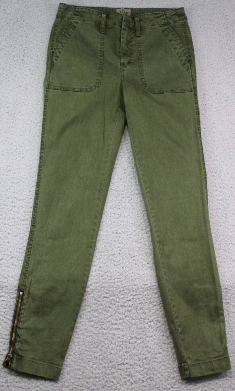 Jeans para mujer J Crew 26 verdes de altura media ajustados informales con cremallera en el tobillo lavado medio elásticos-image