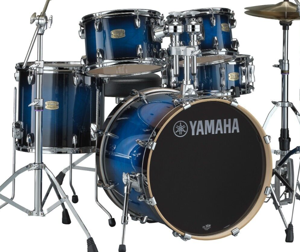 blue yamaha drum set