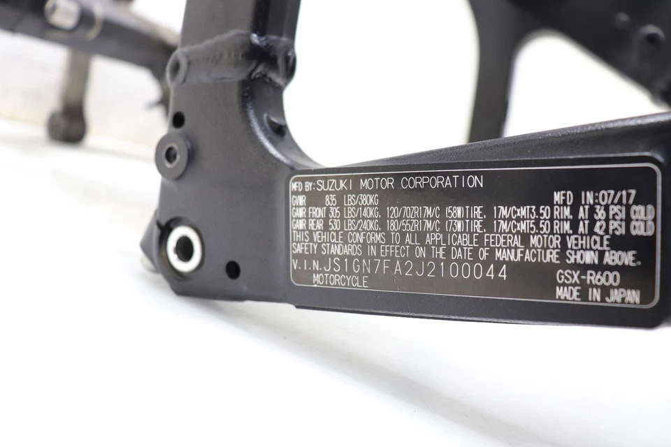 11-24 SUZUKI GSXR 600 OEM FRAME CHASSIS *** 9K MILES *** *** S *** - Image 4 of 4