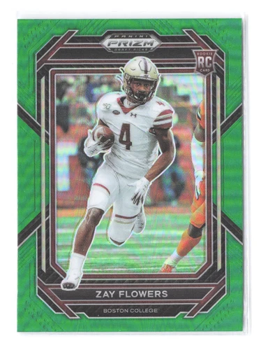 2023 Panini Prizm Draft Picks Zay Flowers RC Prizms Green 143 Ravens Rookie Card
