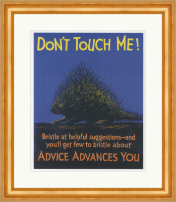 Dont touch me Große Krise Amerika Igel Poster 1929  Plakatwelt 767 Gerahmt