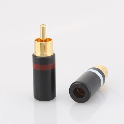 Conector de cable de audio HIFI 4 PIEZAS latón chapado en oro soldado conector terminal RCA hágalo usted mismo - Imagen 5 de 8