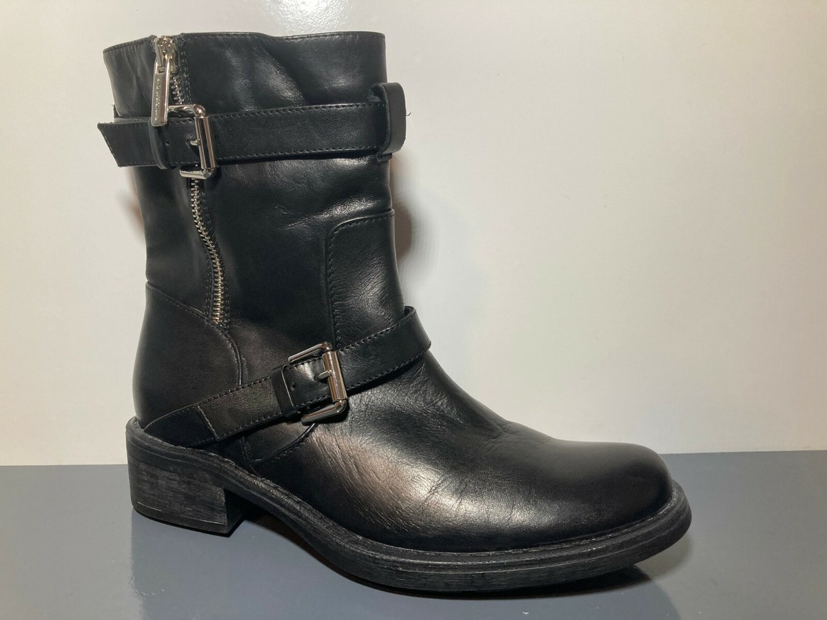 NEW Aquatalia Black Leather Buckle Zip Sweet Moto Boots 6.5 M | eBay