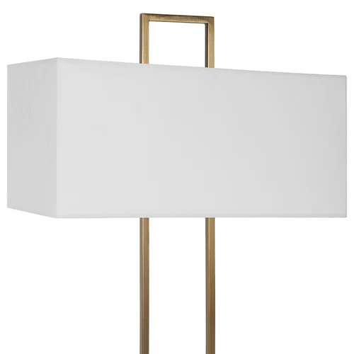 Modern Minimalist White Marble Rectangles Table Lamp 35 in Geometric Blocks Gold - Picture 6 of 8