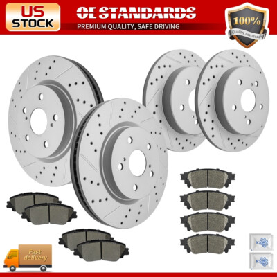 Front Rear Disc Rotors Ceramic Brake Pads for Toyota RAV4 Camry Avalon ...