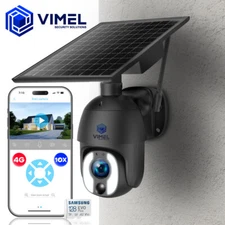 Solar Security Camera 4G Battery Powered 24/7 10X Zoom PTZ 360 LIVE VIEW 128GB