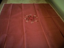 New Embroidered tablecloth, deep rose floral center