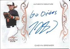 2018 Baseball MLB Leaf Trinity CADYN GRENIER Inscription Signature Auto
