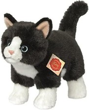 Teddy Hermann Katze schwarz weiß stehend 20 cm 91820 Kuscheltier Plüschtier