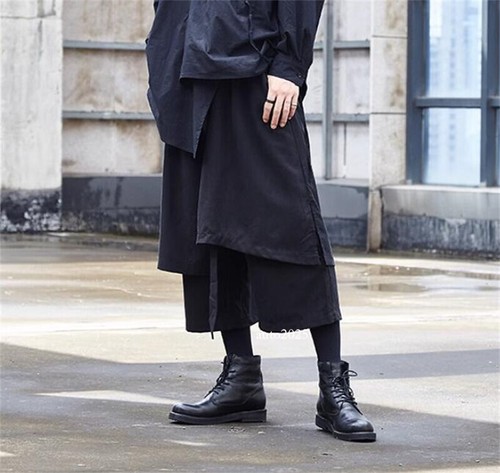 Men's Casual trousers Pants Style Wide Leg Pants Skirtpants Culottes Japanese - Picture 11 of 24