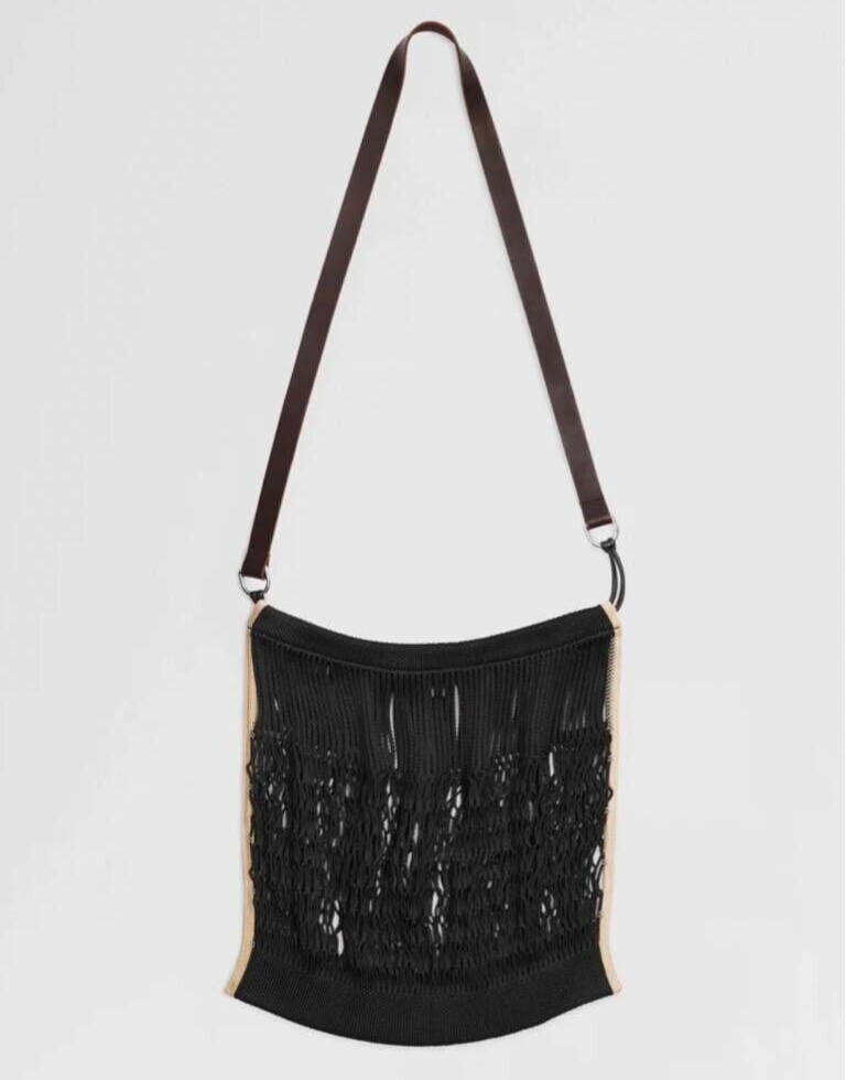 Lemaire FILT Large Crossbody Filt Net Shopping Bag in Black Lemaire FILT Large Crossbody Filt Net Shopping Bag in Black