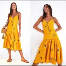 Farm Rio Jungle Tucanos Button Front Linen Dress