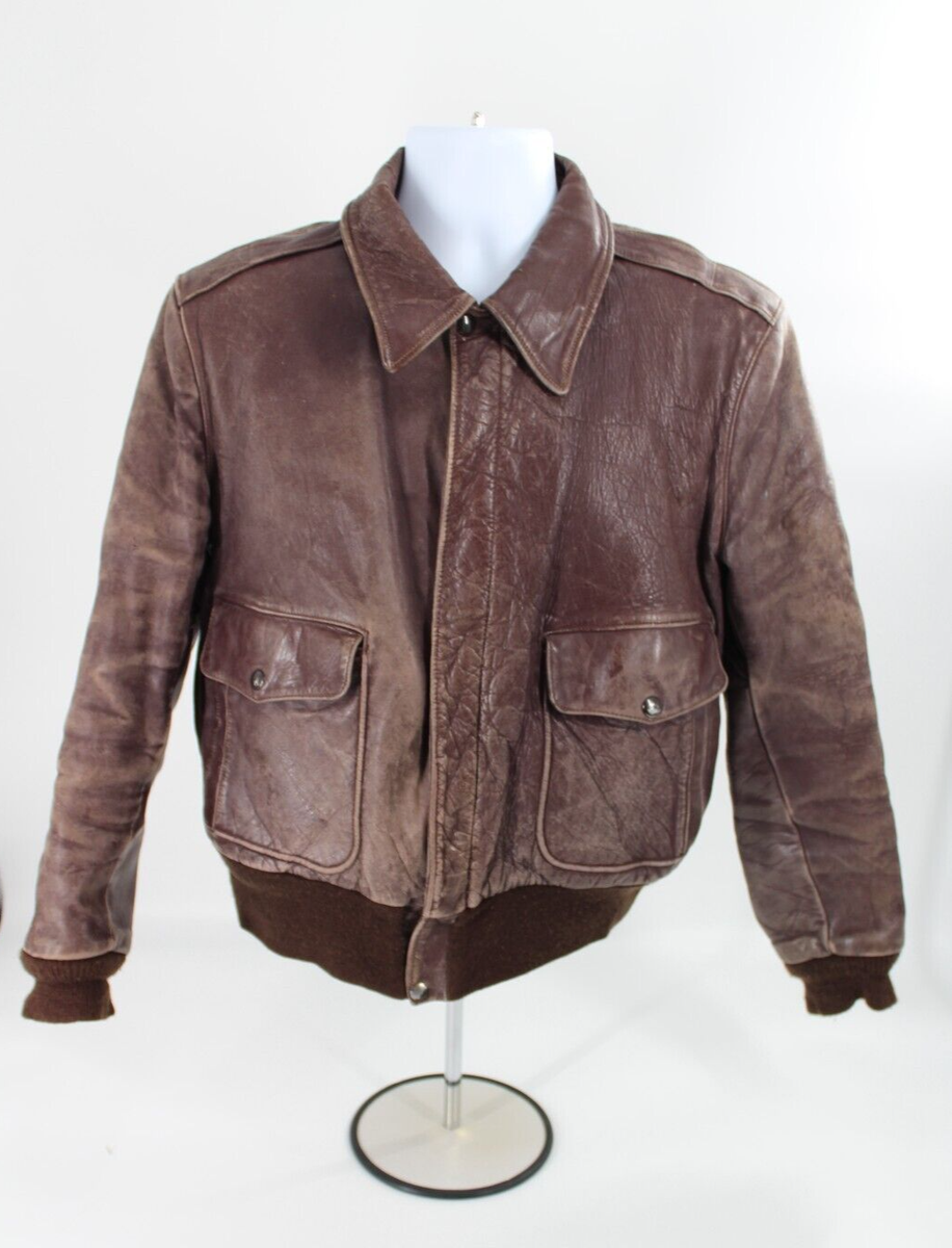 VTG 1950's Montgomery Ward Horsehide Brown Leather Motorcycle