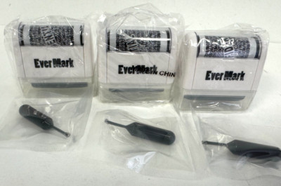 x3 Ever Mark ID Protector Ink Roller Identity Theft Protection Roller Stamp Wht